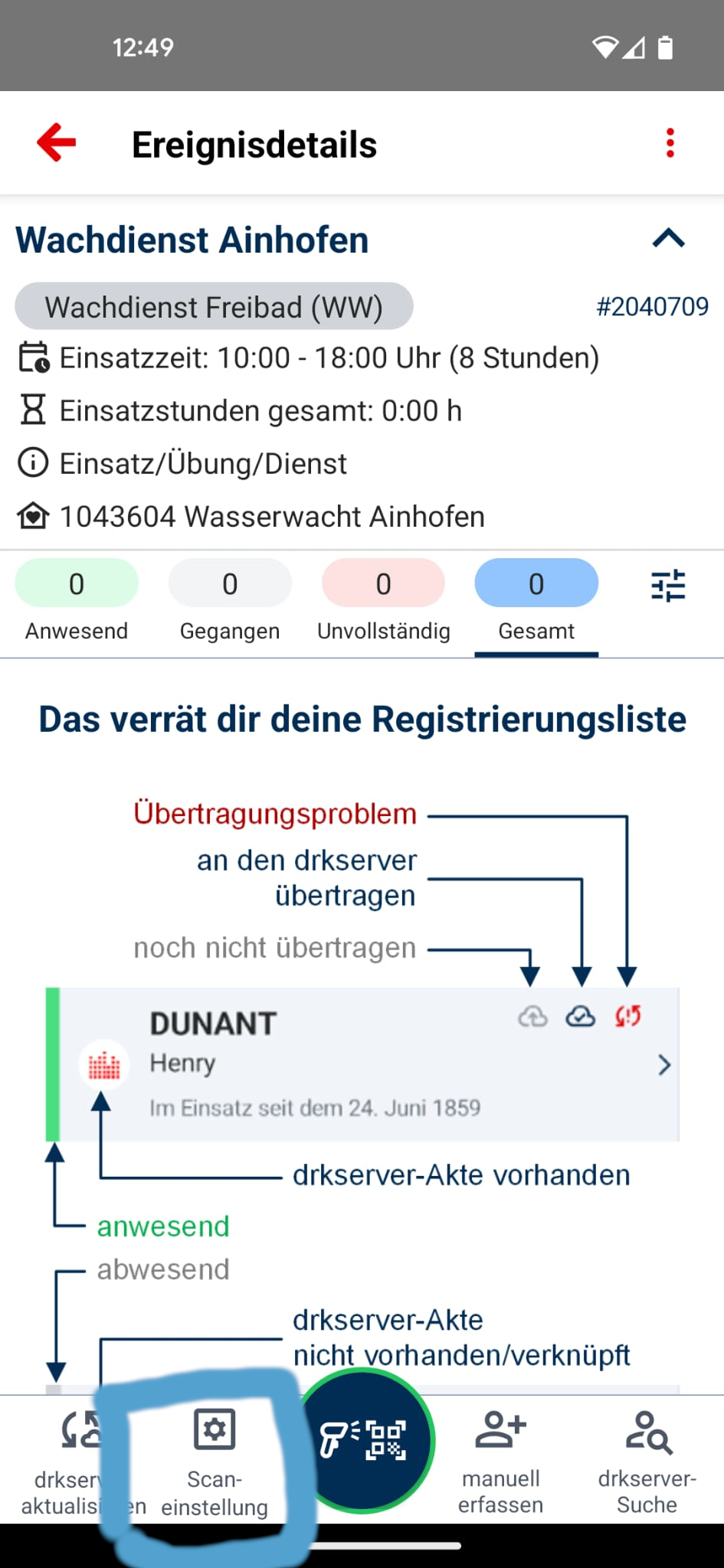 Projekt drkserver > Tipp der Woche KW24/25: Dienstzeiten direkt vor Ort erfassen mit der "DRK Hier!" App > Einstellungen.png